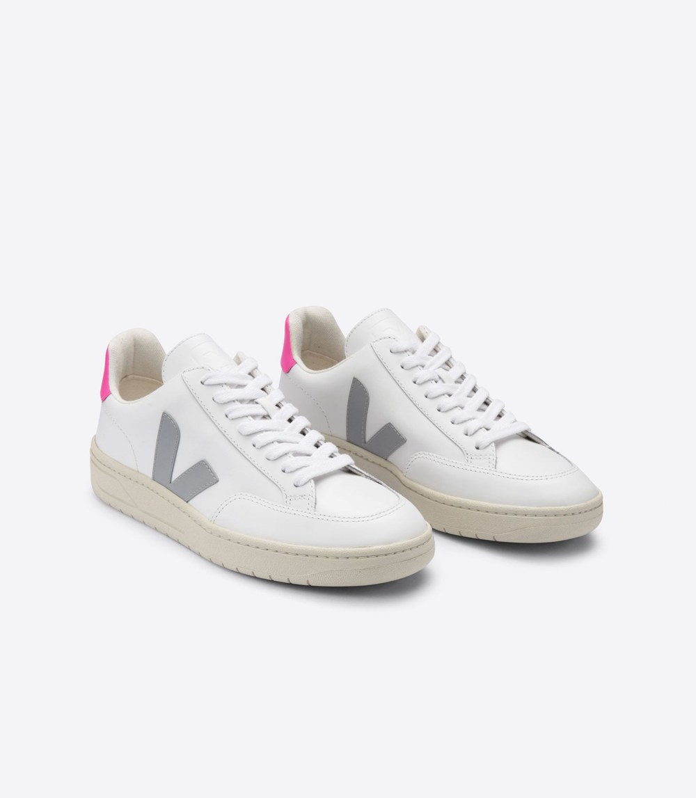 Veja Sneakers Womens - V-12 Leather - White - 0687YVOWZ